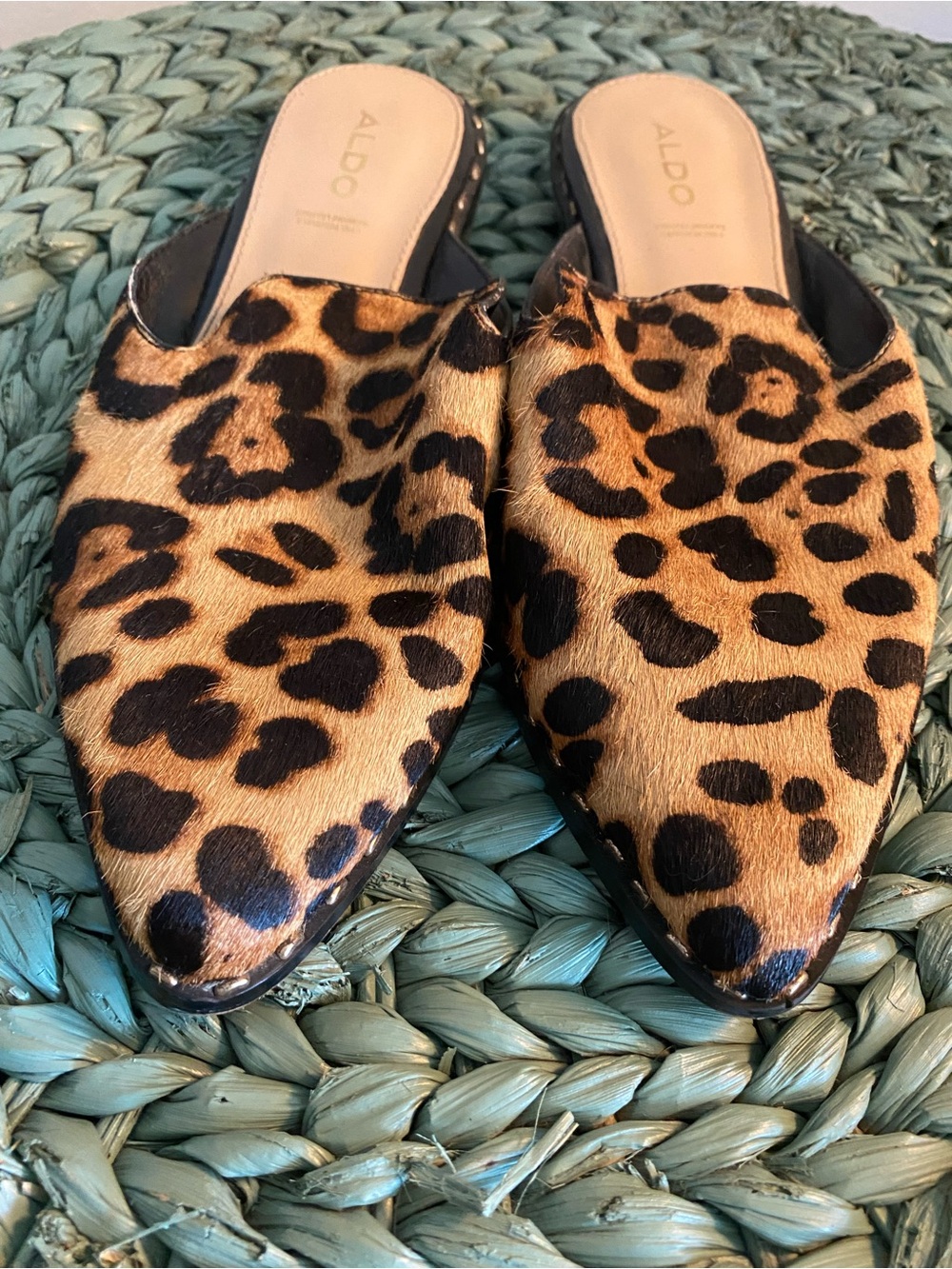 ALDO Leopard-Print Slip-On Mules in Brown and Black